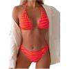 imageWomens 2 Piece Bikini Sets Striped Halter Tie Swimsuit Bathing Suit BeachwearOrange