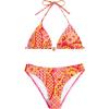 imageWomens 2 Piece Boho Bikini Sets Halter Tie Back Triangle Swimsuit Bathing SuitOrange