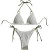 imageWomens 2 Piece Hollow String Bikini Sets Ring Pendant Halter Triangle Swimsuit Padded Bathing SuitMulticolor