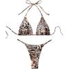 imageWomens 2 Piece Leopard Animal Print Bikini Sets Halter Tie String Swimsuits High Cut Sexy Bathing SuitsBrown