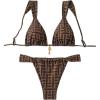 imageWomens 2 Piece Leopard Floral Bathing Suit Wireless Triangle Swimsuit High Waisted Bikini SetsBrown