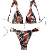 imageWomens 2 Piece Leopard Floral Bathing Suit Wireless Triangle Swimsuit High Waisted Bikini SetsMulticolor