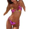 imageWomens 2 Piece Leopard Floral Bikini Sets Halter Triangle String Bathing Suit Starfish Metal SwimsuitsYellow Purple