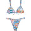 imageWomens 2 Piece Tropical Graphic Bathing Suit Tie Backless Triangle Swimsuit Cute BikiniMulticolor