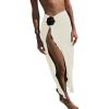 imageWomens Beach Cover Up Skirt 3D Flower Crochet Out High Split Swimsuit Bathing Suit Beach SkirtApricot