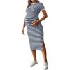 imageWomens Casual Striped Maternity Dress Short Sleeve Sleeve Split Thigh Bodycon Dresses Pregnancy ClothesBlue