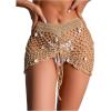imageWomens Crochet Hollow Out Beach Skirts Shell Drawstring Swimsuit Bathing Suit CoverupsKhaki