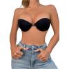 imageWomens Front Closure Strapless Underwire Bras Push Up Bandeau Bra Tube TopsPlain Black