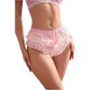 imageWomens Lace Bowknot Satin Briefs Mid Rise Ruched Cute Soft UnderwearPink