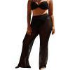 imageWomens Plus Size Beach Pants Sheer Mesh Swimsuit Coverup High Waisted Bikini Cover Up BottomsBlack