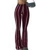 imageWomens Printed Flare Leggings High Waisted Tummy Control Yoga Pants Casual Long Lounge Bell BottomsBurgundy