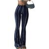 imageWomens Printed Flare Leggings High Waisted Tummy Control Yoga Pants Casual Long Lounge Bell BottomsDark Blue