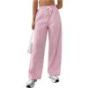 imageWomens Striped Print Straight Wide Leg Linen Pants Drawstring Waist Slant Pockets Pants Casual Long PantsPink