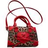 imageWomens Y2K Leopard Print Lace Up Satchel Handbag Zipper Double Handle Mini Shoulder BagRed