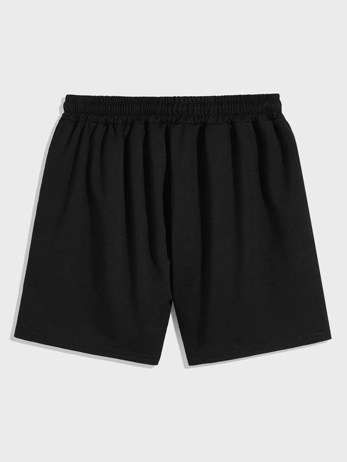 imageMens Floral Graphic Shorts Drawstring Waist Wide Leg Loose Summer Casual Track Shorts VintageBlack