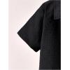 imageBoys 2 Piece Beach Vacation Textured Linen Outfit Short Sleeve Button Down Shirt Top and Shorts Summer SetBlack