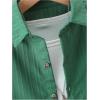 imageBoys 2 Piece Beach Vacation Textured Linen Outfit Short Sleeve Button Down Shirt Top and Shorts Summer SetGreen