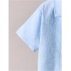 imageBoys 2 Piece Beach Vacation Textured Linen Outfit Short Sleeve Button Down Shirt Top and Shorts Summer SetLight Blue