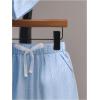 imageBoys 2 Piece Beach Vacation Textured Linen Outfit Short Sleeve Button Down Shirt Top and Shorts Summer SetLight Blue