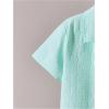 imageBoys 2 Piece Beach Vacation Textured Linen Outfit Short Sleeve Button Down Shirt Top and Shorts Summer SetMint Green