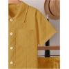 imageBoys 2 Piece Beach Vacation Textured Linen Outfit Short Sleeve Button Down Shirt Top and Shorts Summer SetPure Ginger