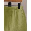 imageBoys 2 Piece Beach Vacation Textured Linen Outfit Short Sleeve Button Down Shirt Top and Shorts Summer SetPure Green