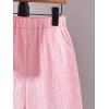 imageBoys 2 Piece Beach Vacation Textured Linen Outfit Short Sleeve Button Down Shirt Top and Shorts Summer SetPure Pink