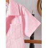 imageBoys 2 Piece Beach Vacation Textured Linen Outfit Short Sleeve Button Down Shirt Top and Shorts Summer SetPure Pink