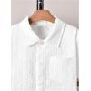 imageBoys 2 Piece Beach Vacation Textured Linen Outfit Short Sleeve Button Down Shirt Top and Shorts Summer SetWhite