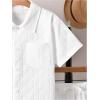 imageBoys 2 Piece Beach Vacation Textured Linen Outfit Short Sleeve Button Down Shirt Top and Shorts Summer SetWhite