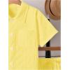 imageBoys 2 Piece Beach Vacation Textured Linen Outfit Short Sleeve Button Down Shirt Top and Shorts Summer SetYellow
