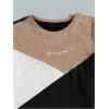 imageBoys 2 Piece Outfits Floral Print Short Sleeve Crewneck T Shirt and Shorts Set Summer OutfitsBlack and Brown