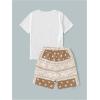 imageBoys 2 Piece Outfits Floral Print Short Sleeve Crewneck T Shirt and Shorts Set Summer OutfitsKhaki Paisley