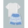 imageBoys 2 Piece Outfits Floral Print Short Sleeve Crewneck T Shirt and Shorts Set Summer OutfitsLight Blue