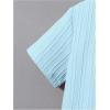 imageBoys 2 Piece Outfits Textured Button Down Short Sleeve Collar Shirts Tops and Elastic Waisted PantsBlue