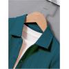 imageBoys 2 Piece Outfits Textured Button Down Short Sleeve Collar Shirts Tops and Elastic Waisted PantsDark Green