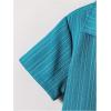 imageBoys 2 Piece Outfits Textured Button Down Short Sleeve Collar Shirts Tops and Elastic Waisted PantsPure Blue