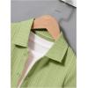imageBoys 2 Piece Outfits Textured Button Down Short Sleeve Collar Shirts Tops and Elastic Waisted PantsSolid Green