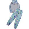 imageBoys 2 Piece Reflective Splash Ink Print Long Sleeve Hoodie Sweatshirts and Sweatpants SetGrey