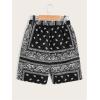 imageBoys Paisley Shorts Boho Drawsring Casual Gym Beach Bandana Shorts Summer Shorts for BoysBlack and White
