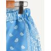 imageBoys Paisley Shorts Boho Drawsring Casual Gym Beach Bandana Shorts Summer Shorts for BoysBlue and White