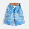 imageBoys Paisley Shorts Boho Drawsring Casual Gym Beach Bandana Shorts Summer Shorts for BoysBlue and White