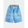 imageBoys Paisley Shorts Boho Drawsring Casual Gym Beach Bandana Shorts Summer Shorts for BoysBlue and White