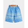 imageBoys Paisley Shorts Boho Drawsring Casual Gym Beach Bandana Shorts Summer Shorts for BoysBlue and White