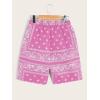 imageBoys Paisley Shorts Boho Drawsring Casual Gym Beach Bandana Shorts Summer Shorts for BoysHot Pink