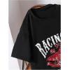 imageBoys Short Sleeve Tropical Graphic Tee Tops Casual Crew Neck T Shirt Loose Summer TopsBlack Red Car
