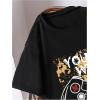 imageBoys Short Sleeve Tropical Graphic Tee Tops Casual Crew Neck T Shirt Loose Summer TopsBlack and Orange