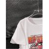 imageBoys Short Sleeve Tropical Graphic Tee Tops Casual Crew Neck T Shirt Loose Summer TopsWhite Letter Car