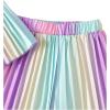 imageGirls 2 Piece Boho Outfits Pleated Spaghetti Strap Camisoles and Elastic Waist Wide Leg PantsPurple