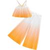 imageGirls 2 Piece Boho Outfits Pleated Spaghetti Strap Camisoles and Elastic Waist Wide Leg PantsYellow